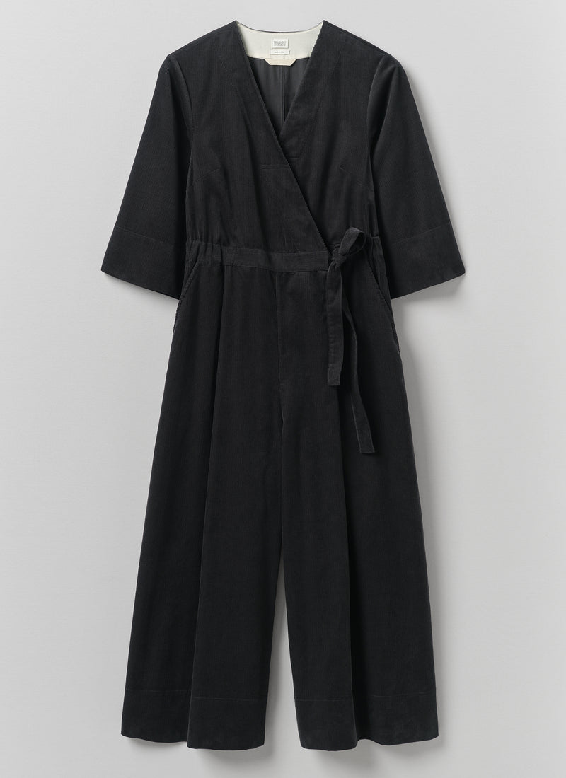 Cord Culotte Jumpsuit | Charcoal