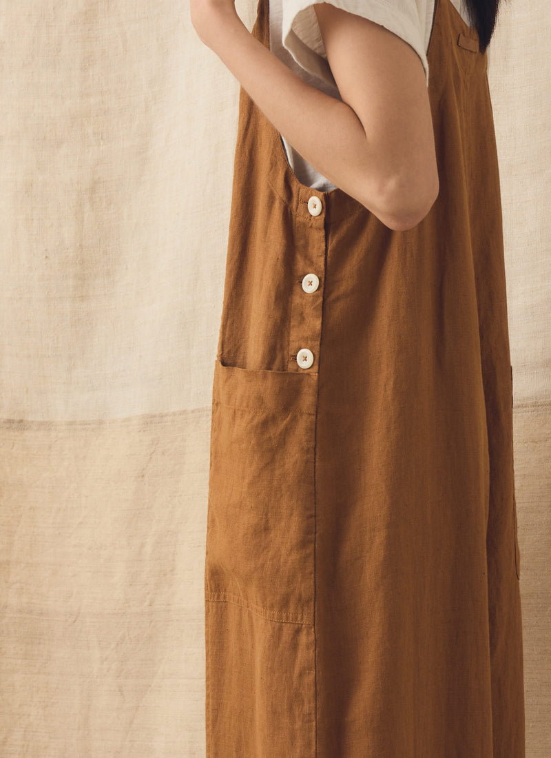 Garment Washed Linen Pocket Jumpsuit | Desert Sand