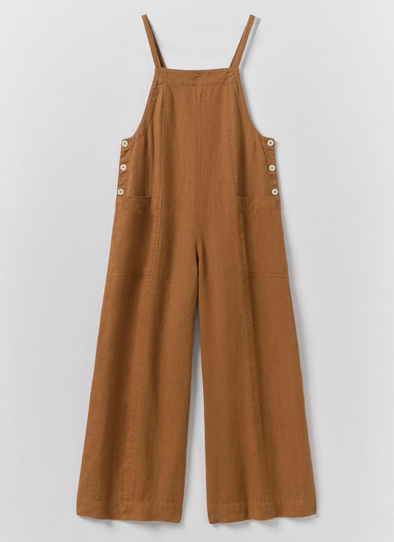 Garment Washed Linen Pocket Jumpsuit | Desert Sand