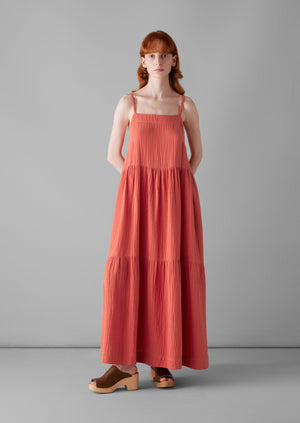 Tiered Crinkle Cotton Gauze Dress | Poppy