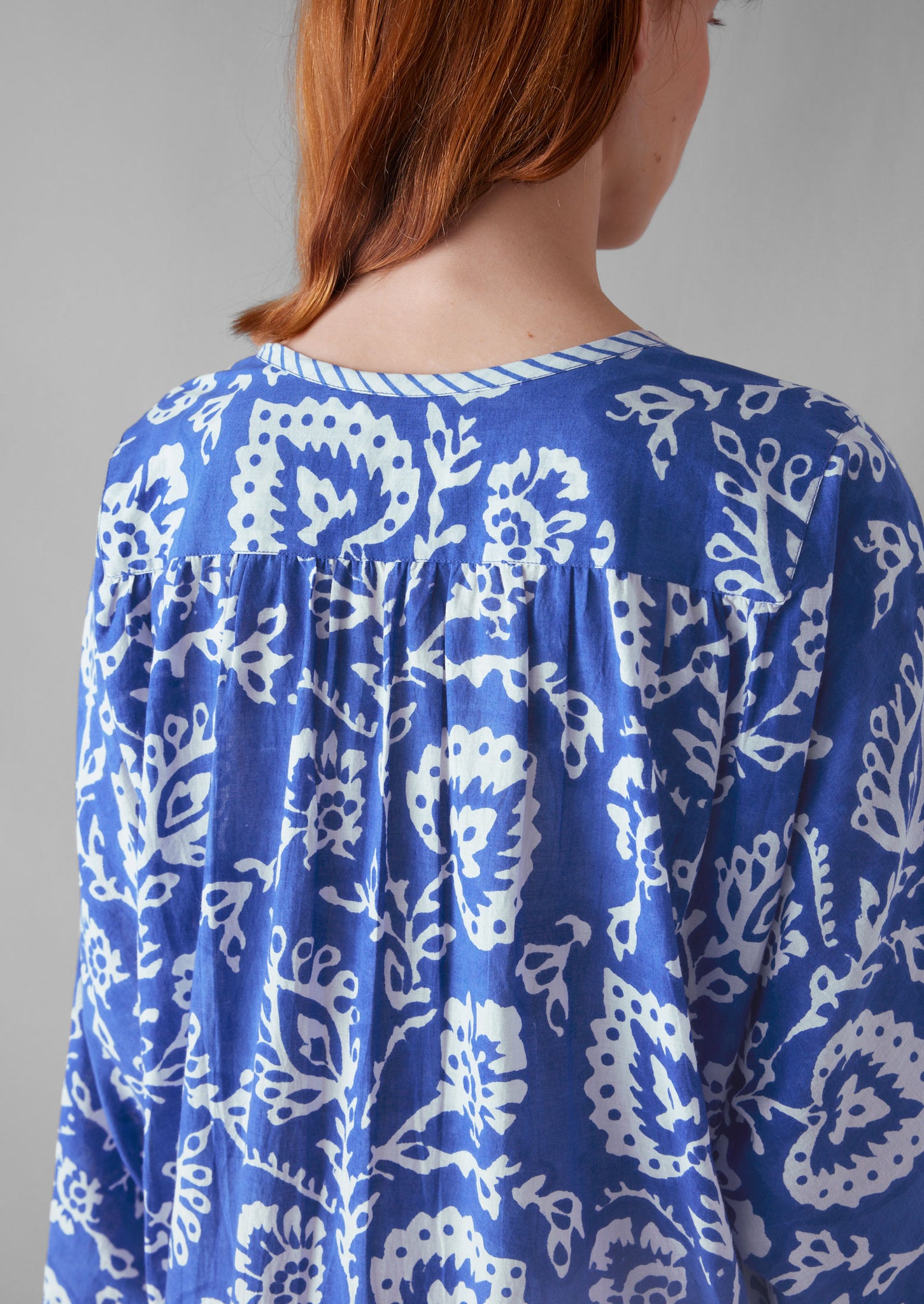 Trailing Botanical Block Print Dress | Woad