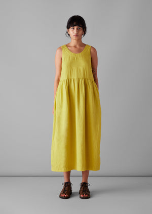 Scoop Neck Garment Dyed Dress | Billi Flower Yellow