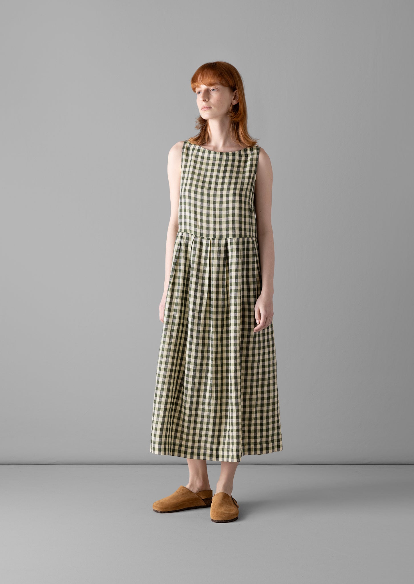 Gingham Linen Dress | Garden Green