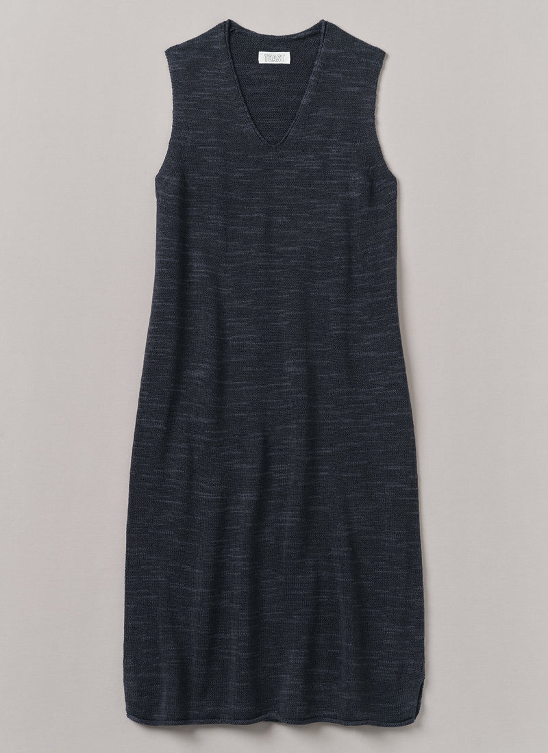 Linen Cotton Knitted Dress | Dark Navy