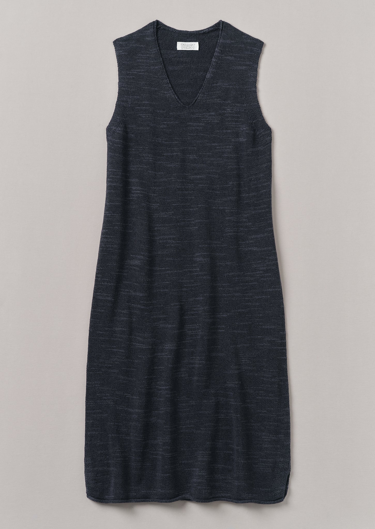 Linen Cotton Knitted Dress | Dark Navy