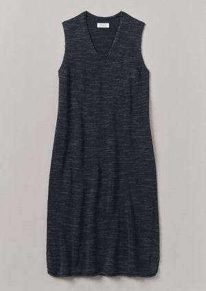 Linen Cotton Knitted Dress | Dark Navy