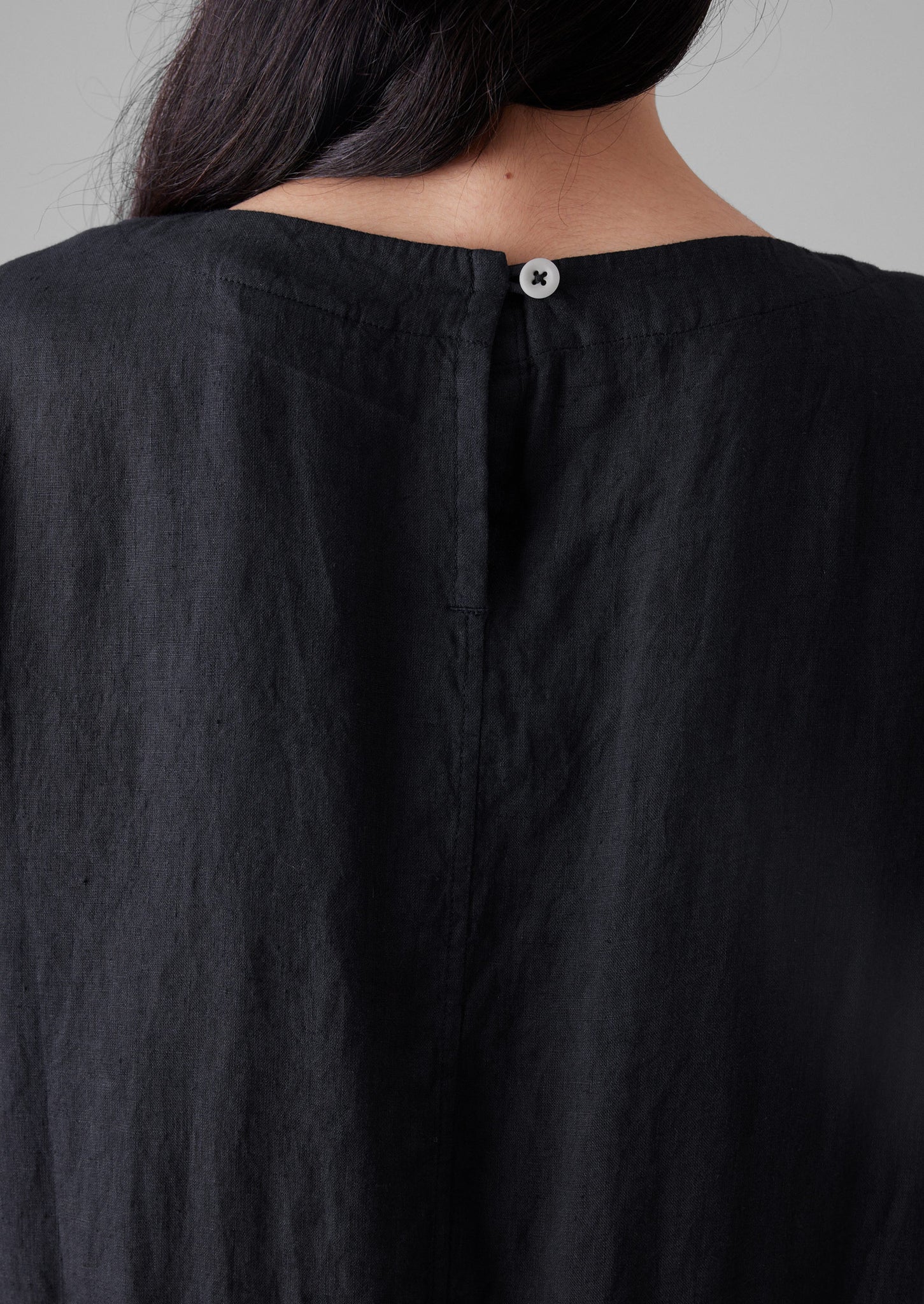 Lightweight Linen Gathered Waist Dress | Black Pepper