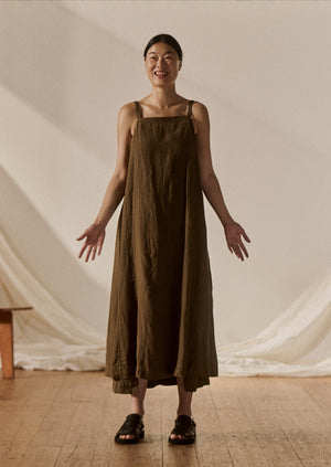 Garment Dyed Linen Apron Dress | Pear
