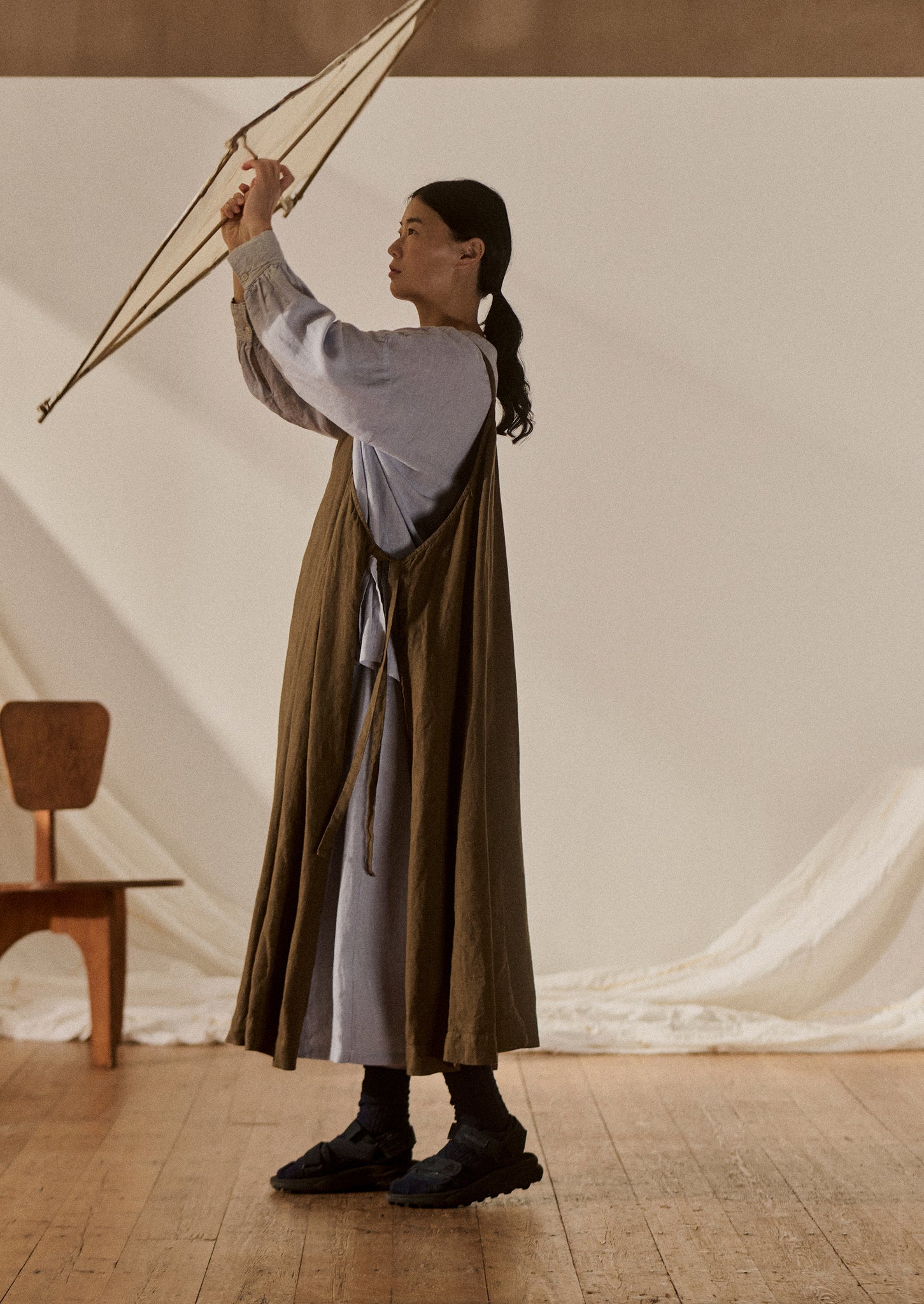 Garment Dyed Linen Apron Dress | Pear