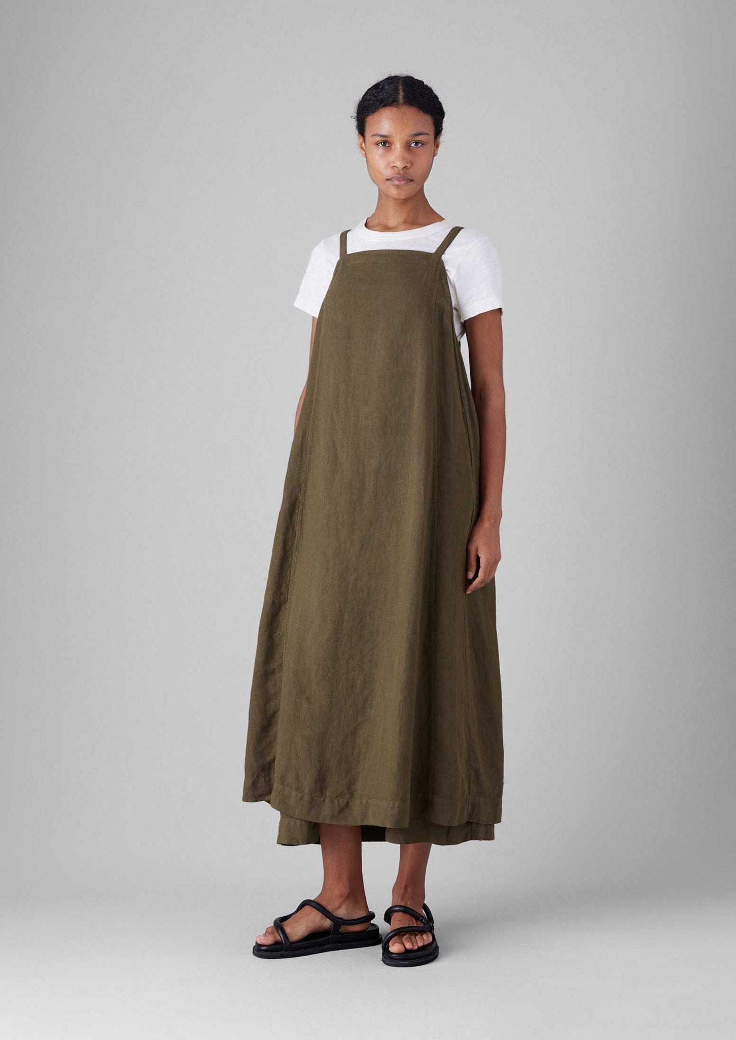 Garment Dyed Linen Apron Dress | Pear