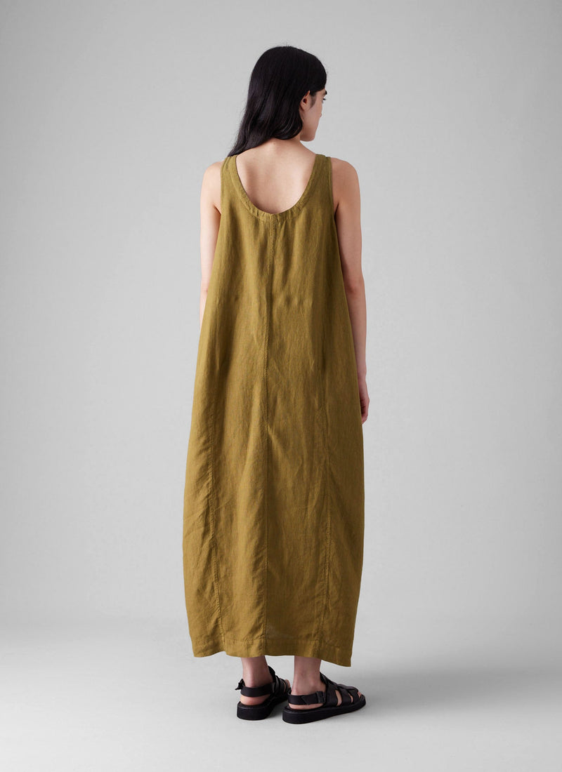 Garment Dyed Linen Easy Dress | Durian Green