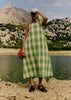 Gingham Cotton Linen Dress | Lawn Green/Pulp