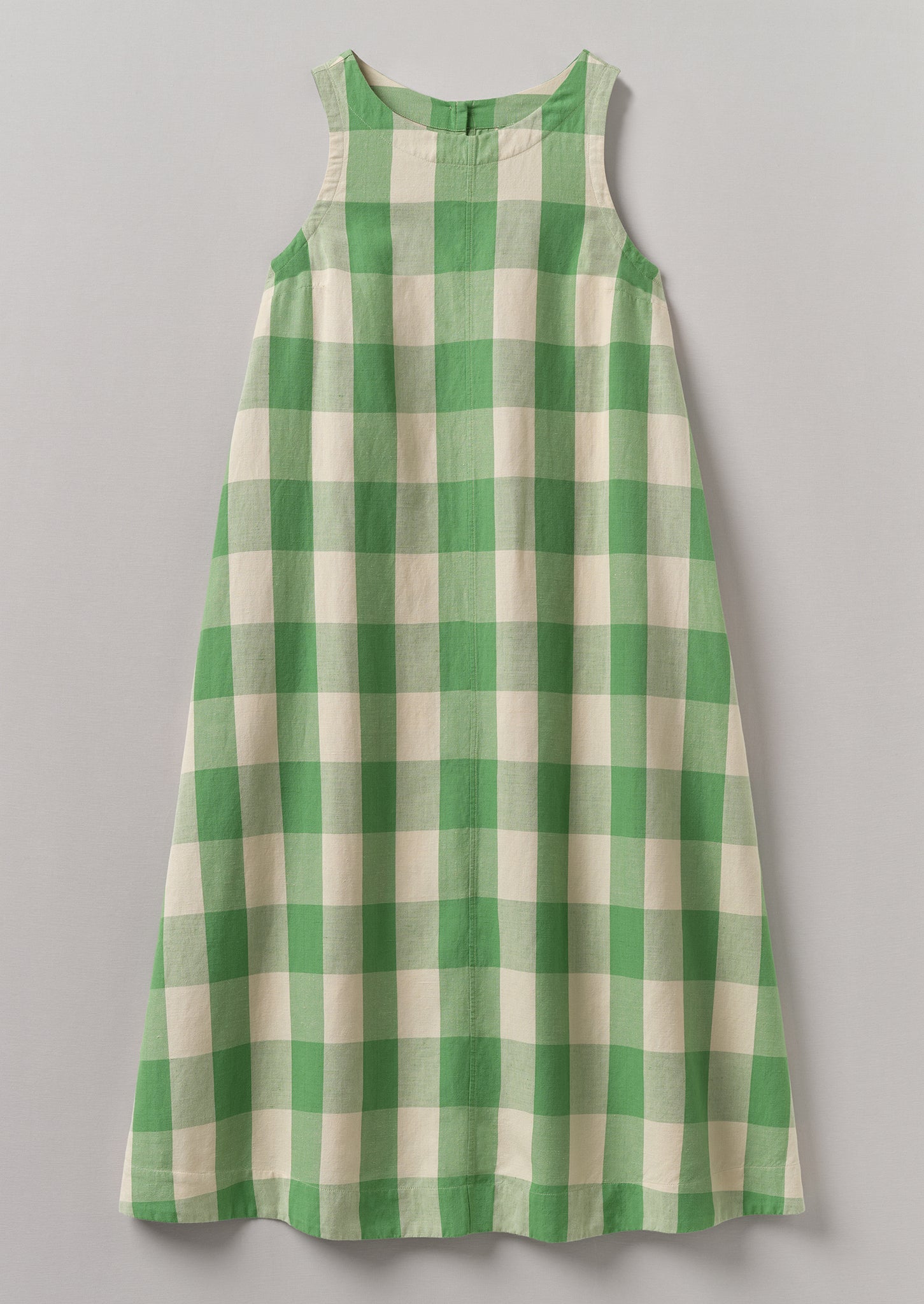 Gingham Cotton Linen Dress | Lawn Green/Pulp