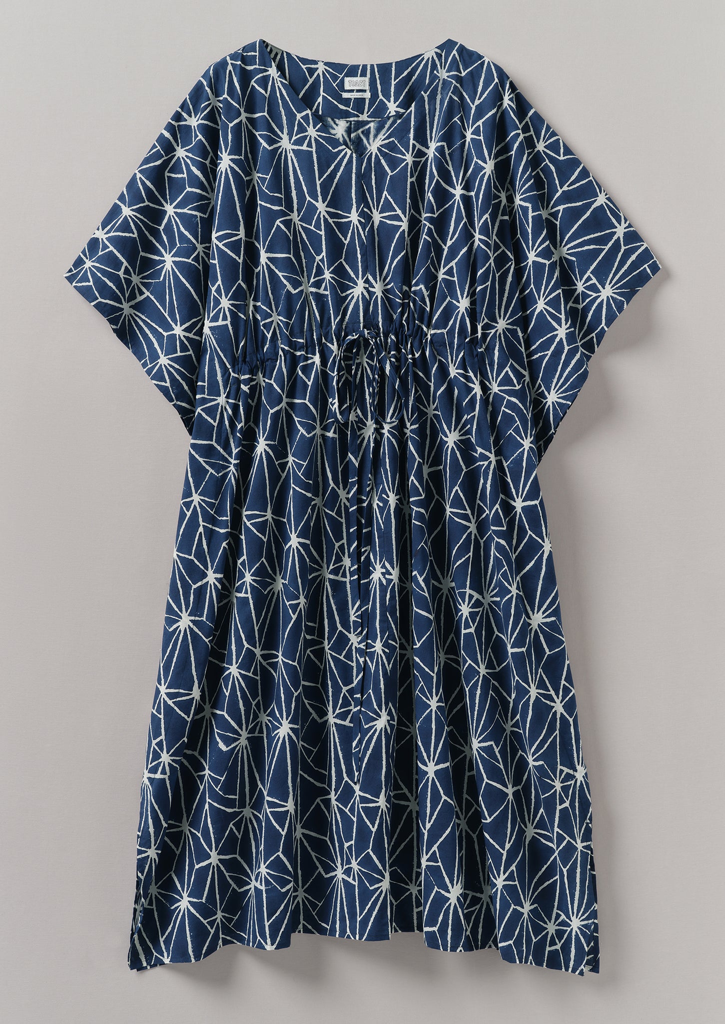 Prism Block Print Kaftan Dress | Indigo/Ecru