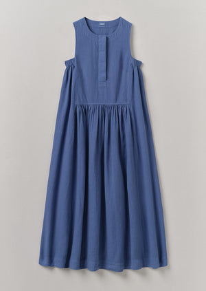 Garment Dyed Linen Panelled Dress | Cornflower