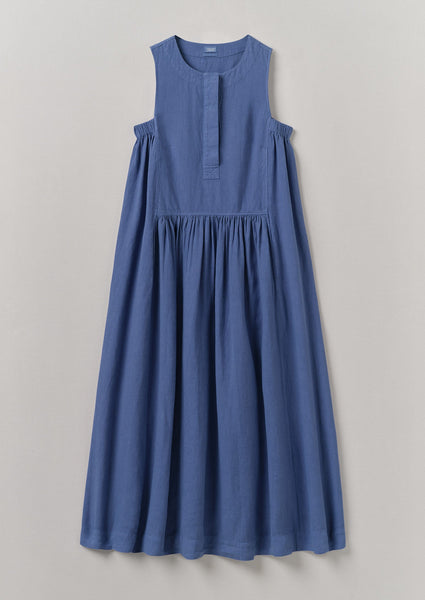 Garment Dyed Linen Panelled Dress Cornflower