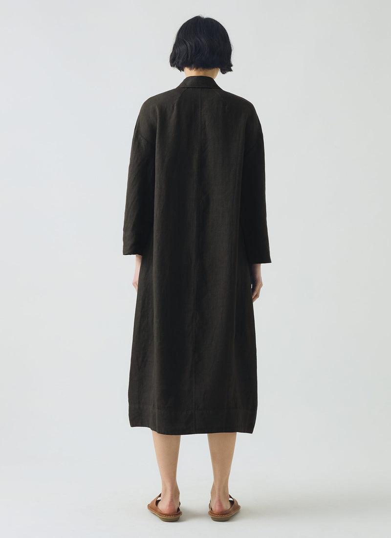 Garment Dyed Linen Button Shirt Dress | Black Pepper