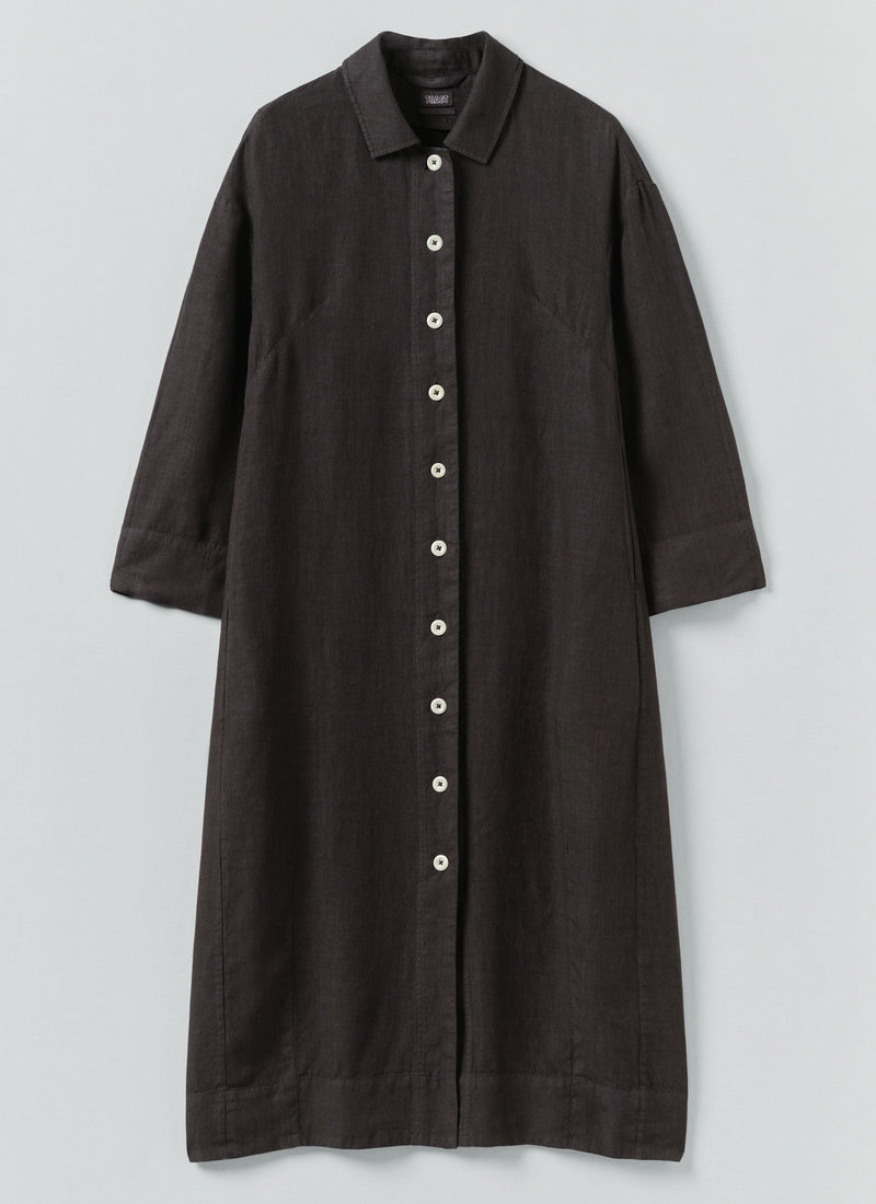 Garment Dyed Linen Button Shirt Dress | Black Pepper | TOAST Garment Dyed Linen Button Shirt Dress | Black Pepper | TOAST