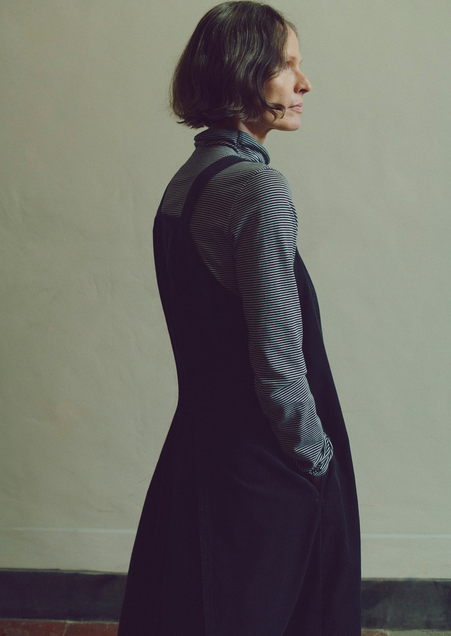 Organic Cord Apron Dress | Charcoal