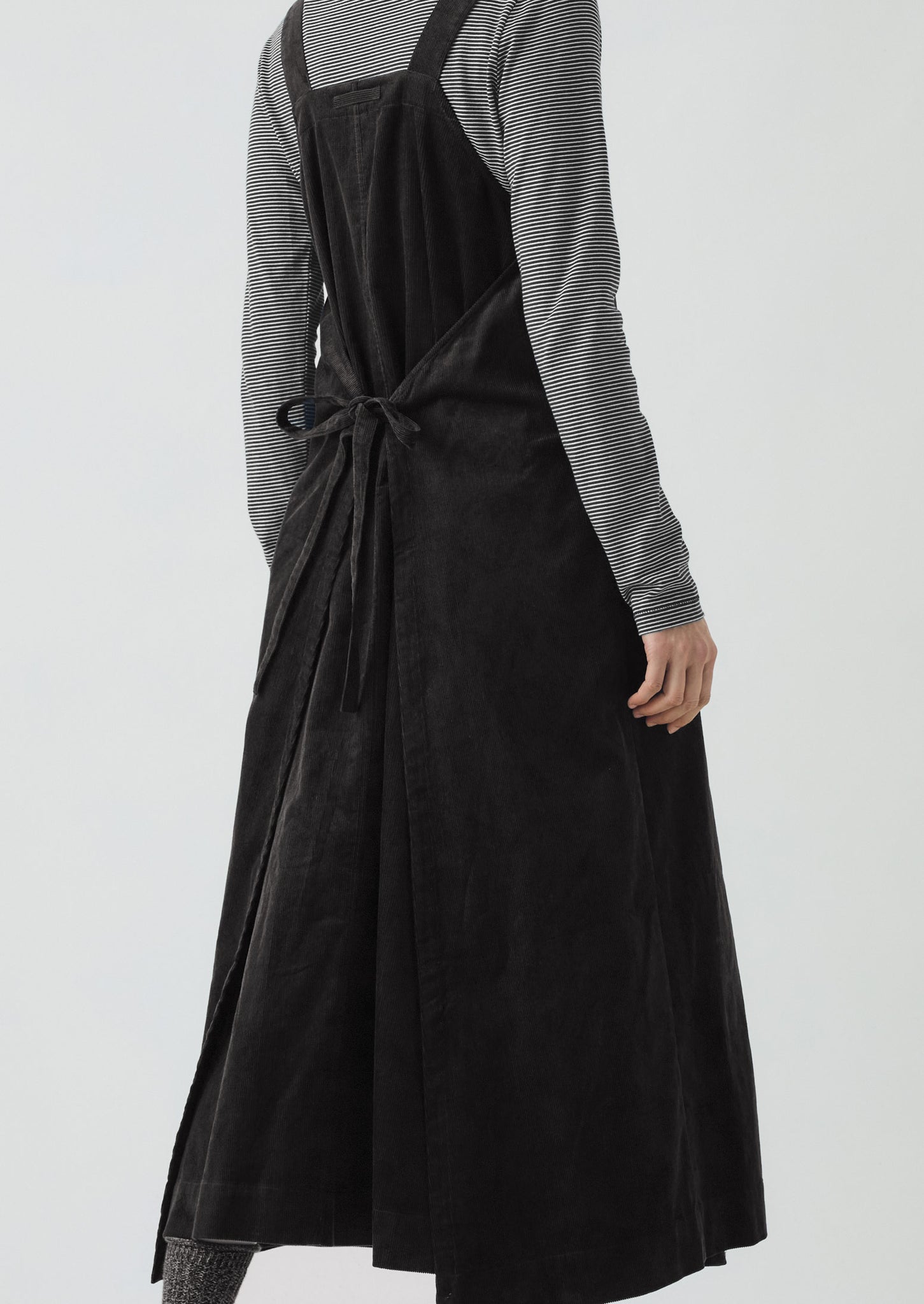 Organic Cord Apron Dress | Charcoal