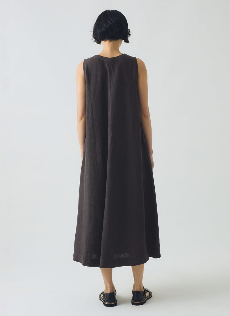 Garment Dyed Linen Sleeveless Dress | Black Pepper