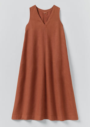 Garment Dyed Linen Sleeveless Dress | Burnt Sienna