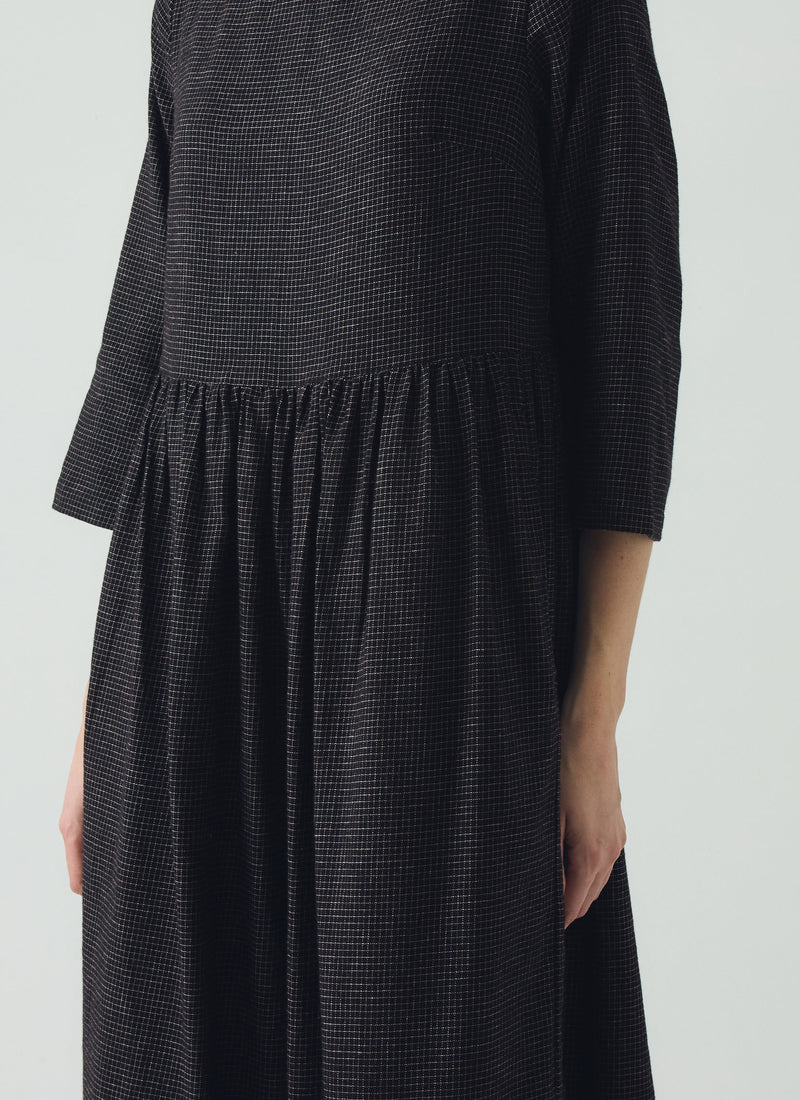 Freya Cotton Cashmere Dress | Black/Ecru