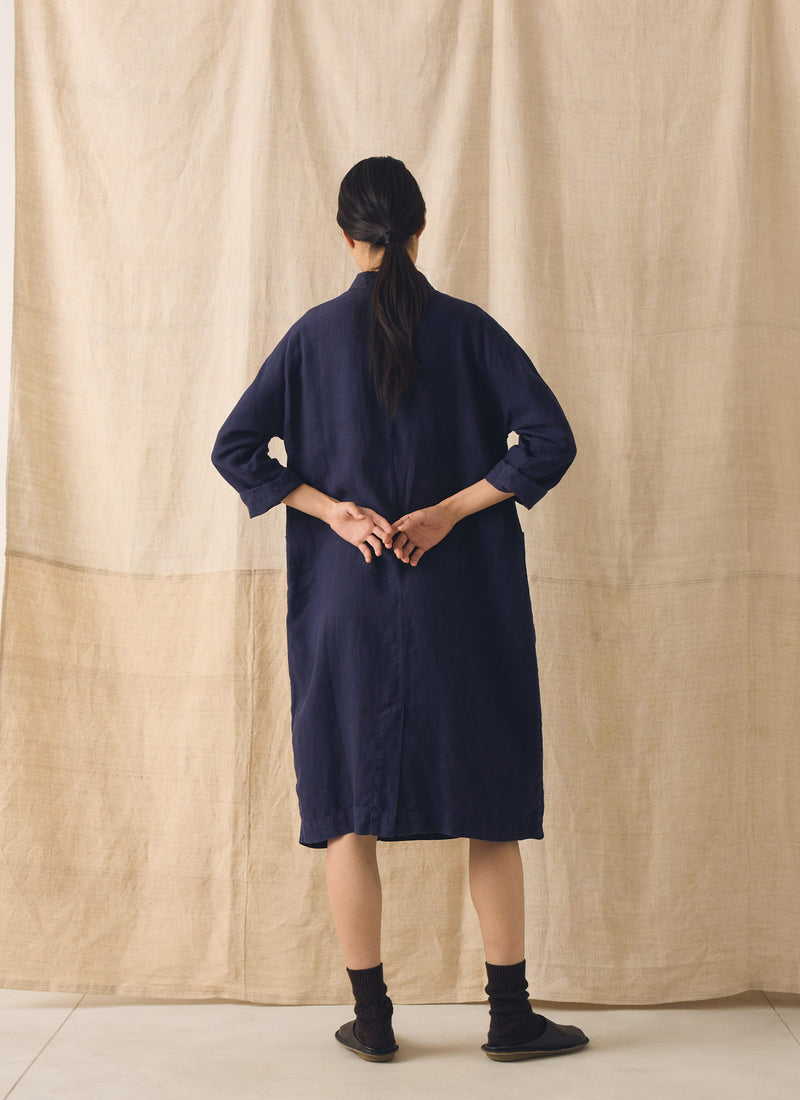 Garment Dyed Linen Tunic Dress | Blueberry | TOAST Garment Dyed Linen Tunic Dress | Blueberry | TOAST