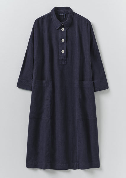 Garment Dyed Linen Tunic Dress | Blueberry