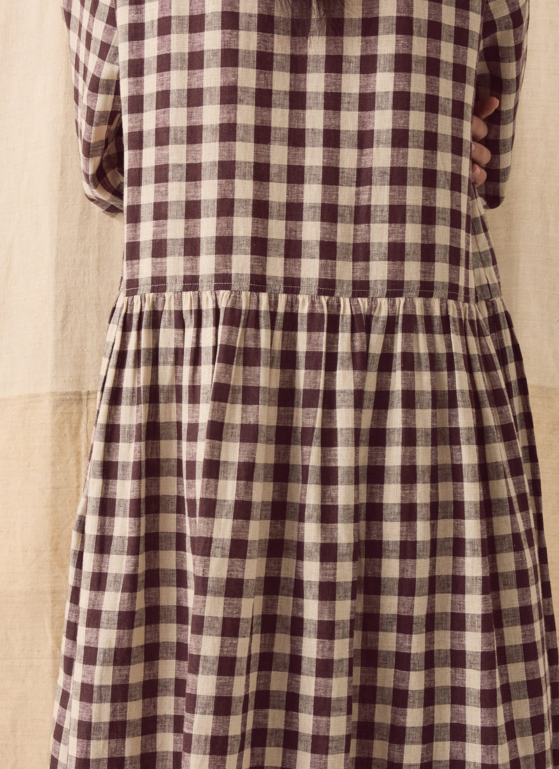 Check Linen Cotton Shirt Dress | Dark Chocolate/Ecru | TOAST Check Linen Cotton Shirt Dress | Dark Chocolate/Ecru | TOAST