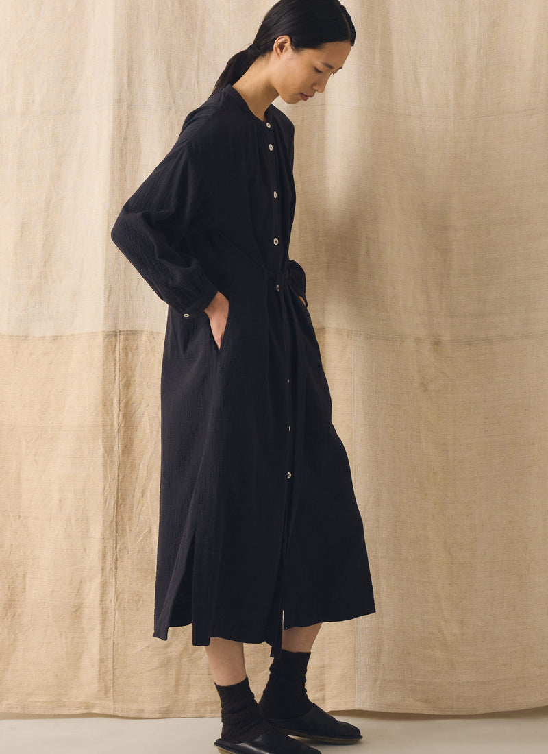 Gathered Crinkle Cotton Gauze Dress | Blackberry