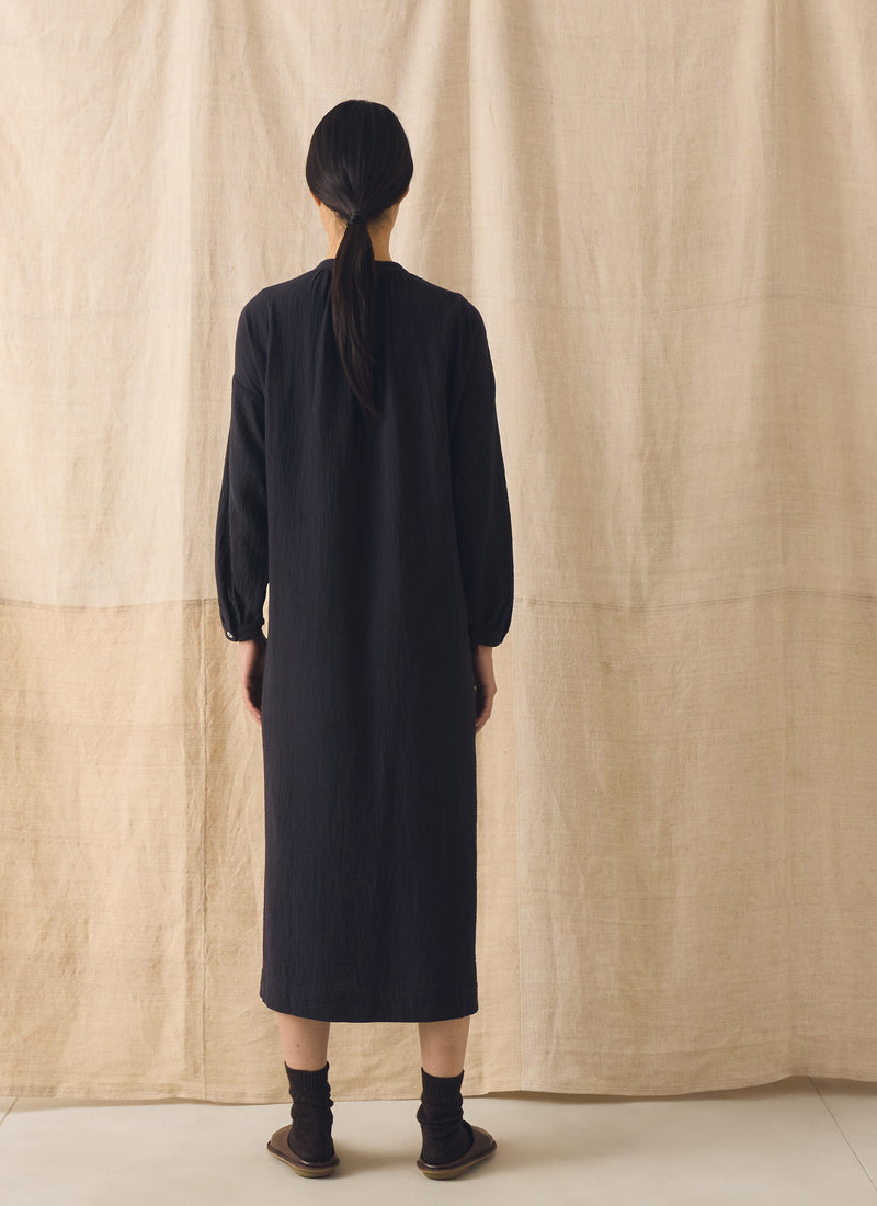 Gathered Crinkle Cotton Gauze Dress | Blackberry