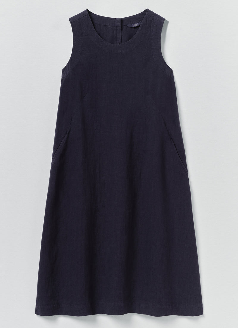 Garment Dyed Linen Shift Dress | Blueberry