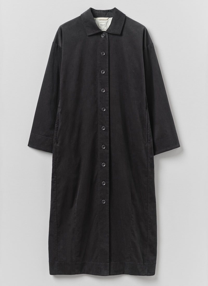 Cord Button Shirtdress | Charcoal