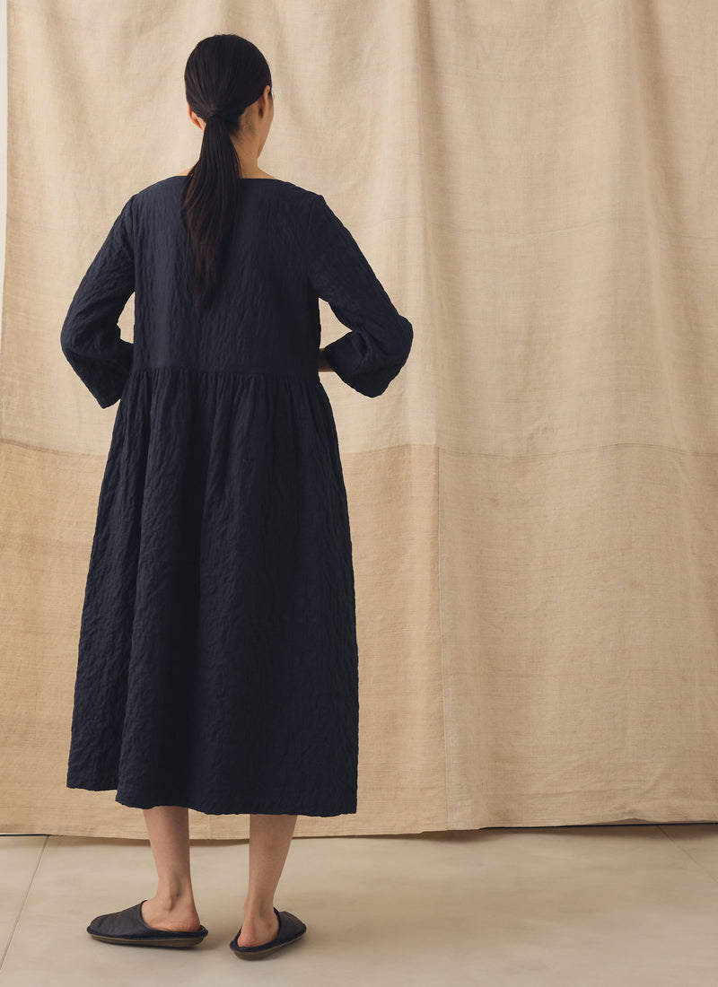 Freya Quilted Cotton Dress | Indigo Blue