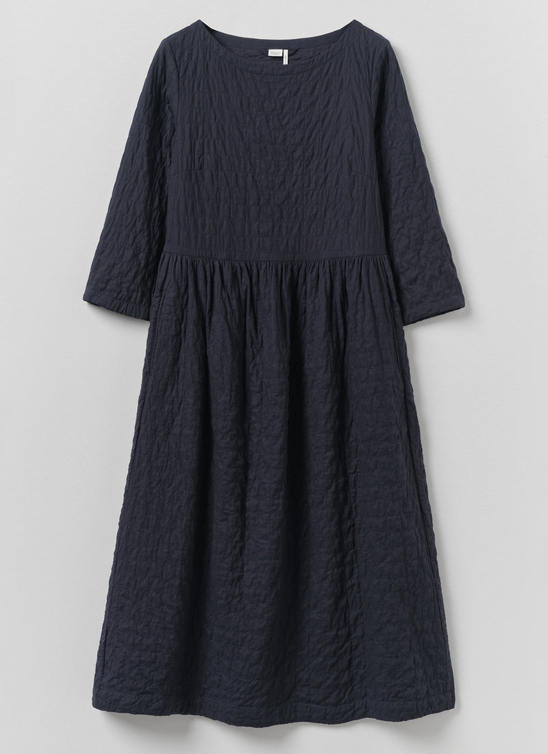Freya Quilted Cotton Dress | Indigo Blue