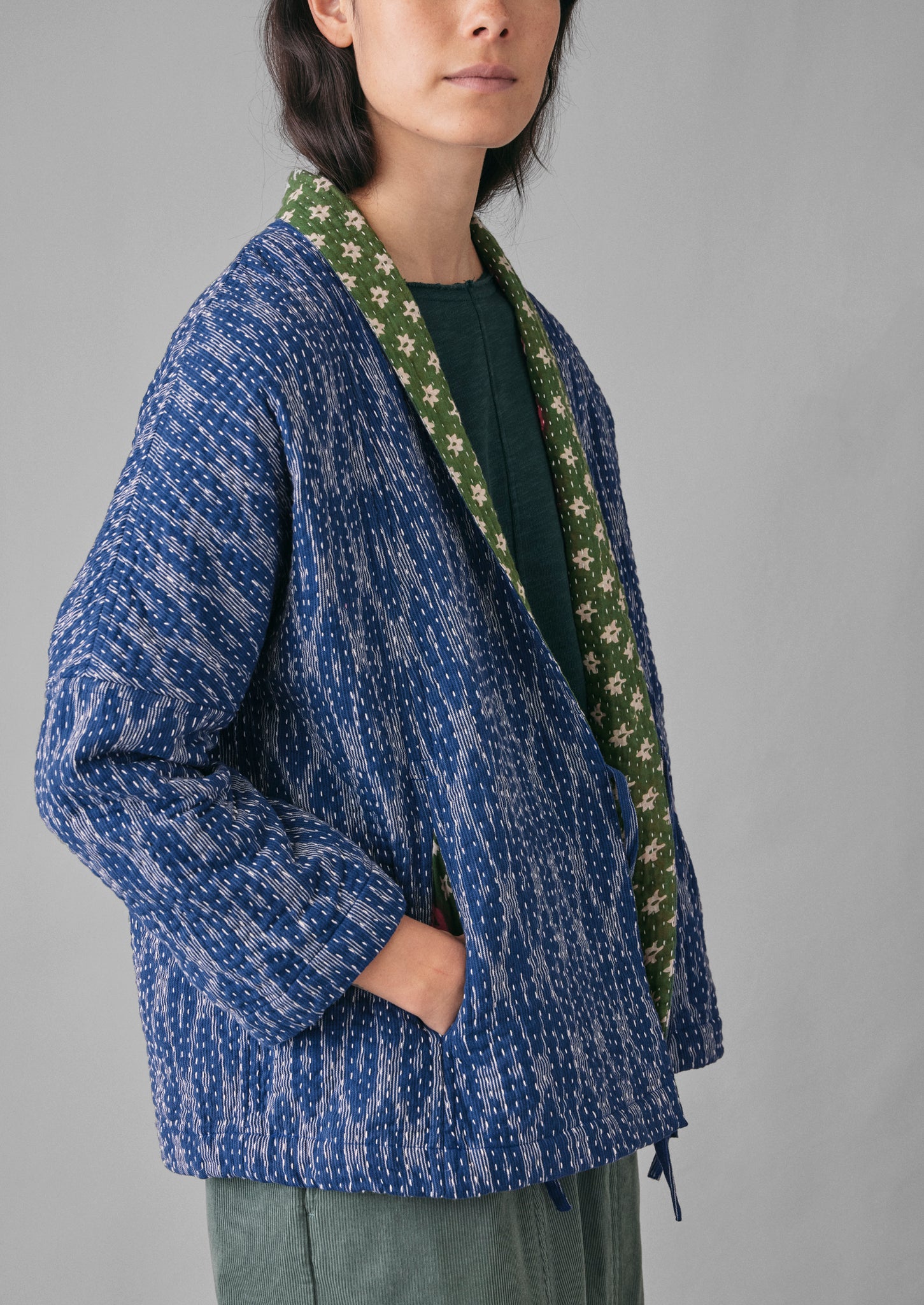 Ikat Kantha Jacket | Blues