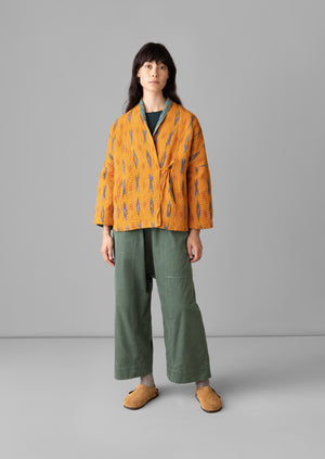 Repurposed Ikat Kantha Jacket | Yellows