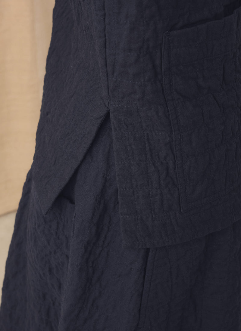 Quilted Cotton Sleeveless Jacket | Indigo Blue