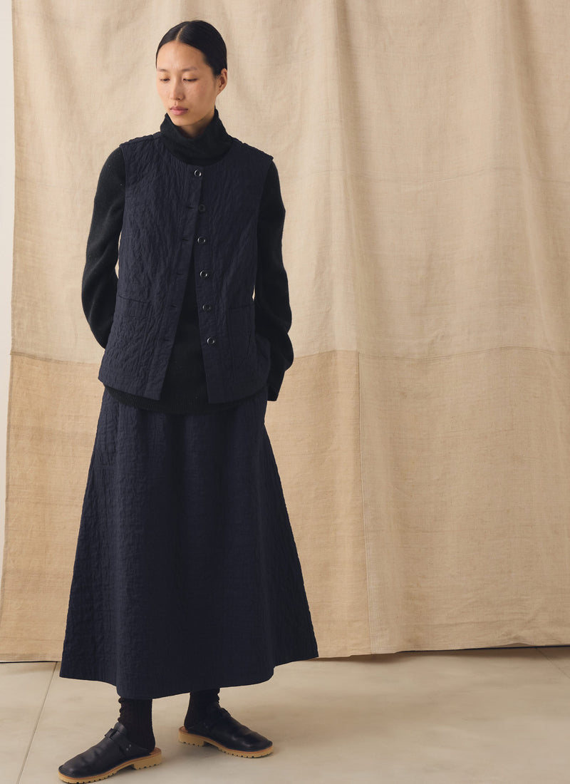 Quilted Cotton Sleeveless Jacket | Indigo Blue