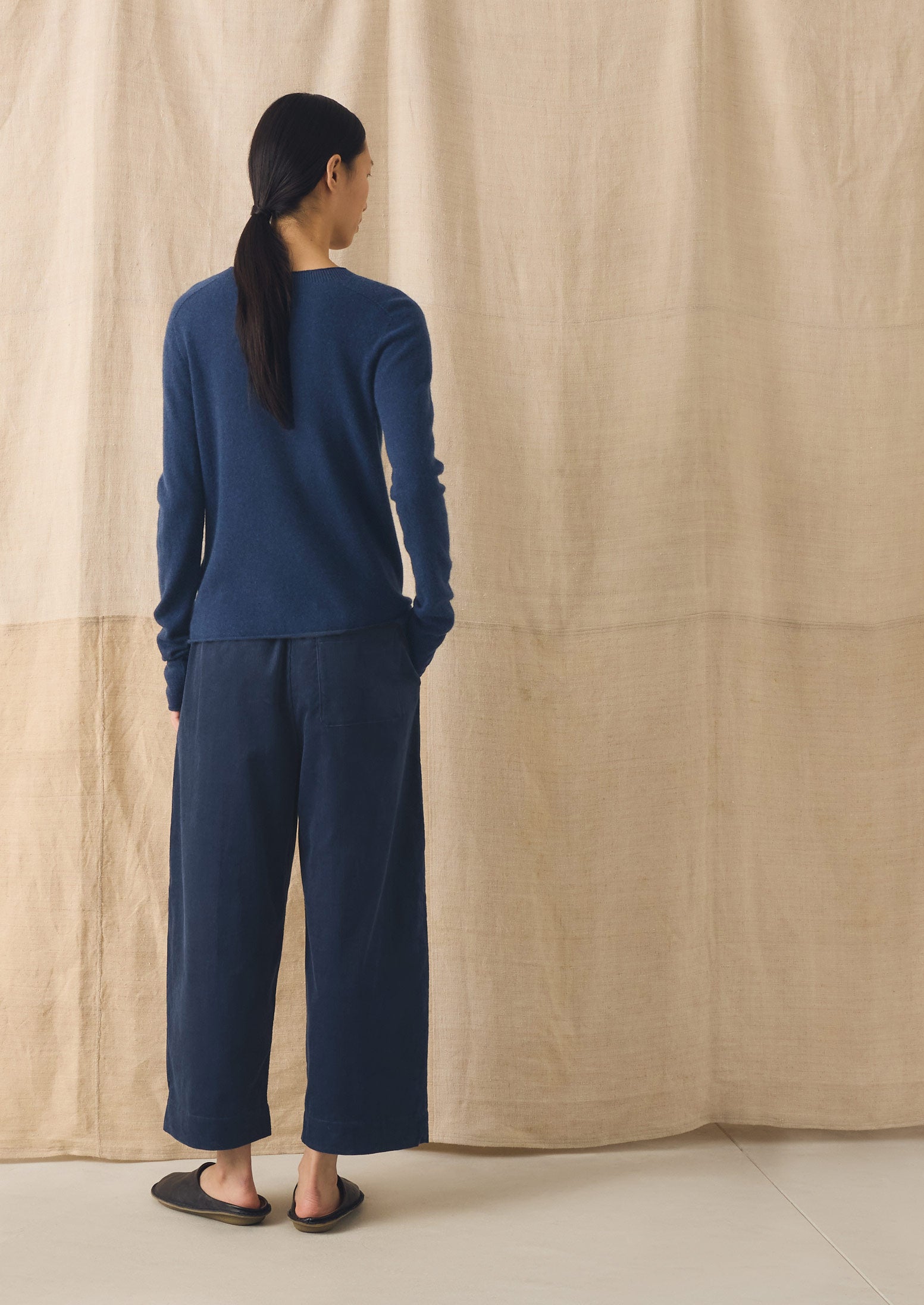 Wool Cashmere Neat Sweater | Midnight | TOAST