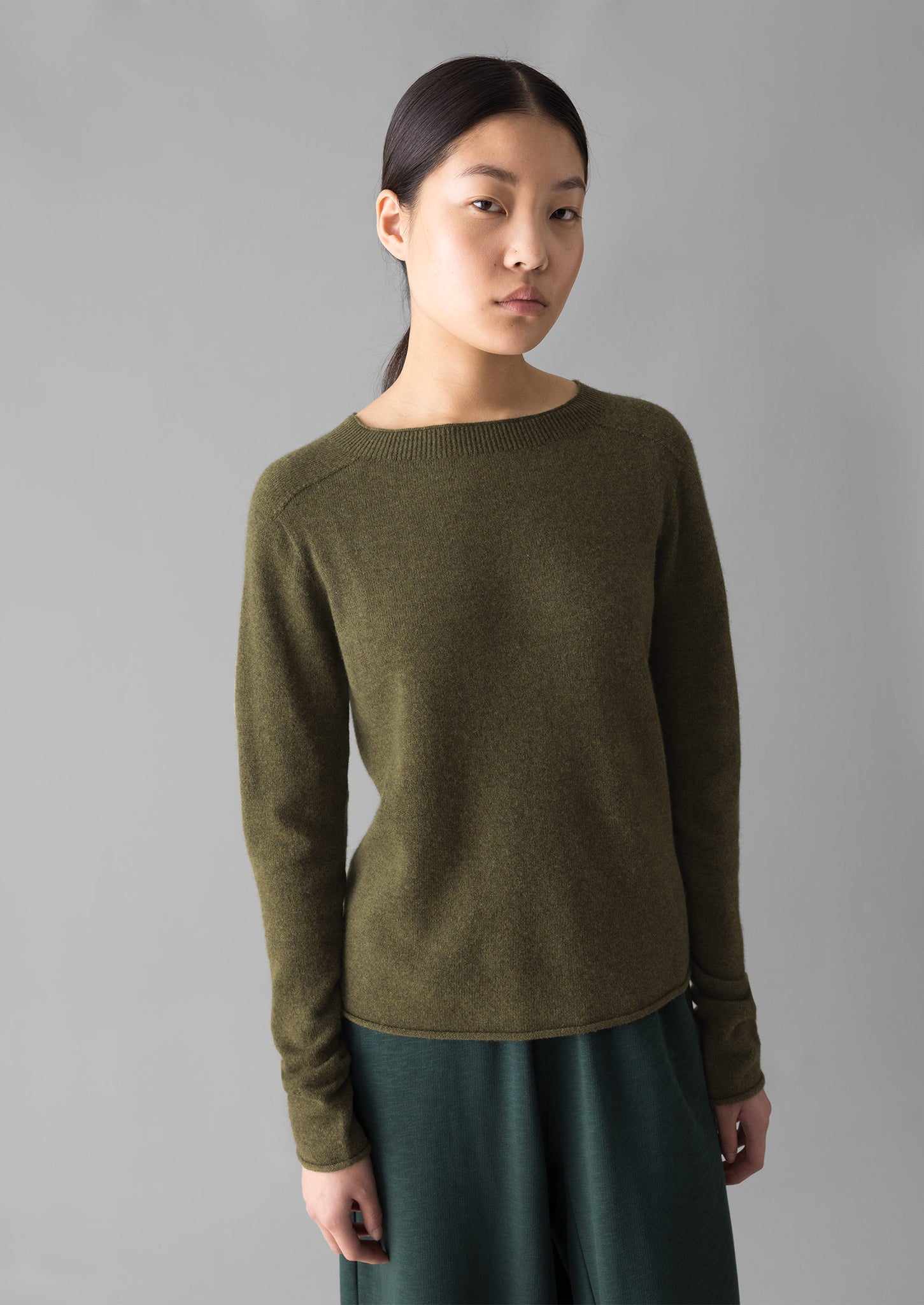Wool Cashmere Neat Sweater Olive TOAST