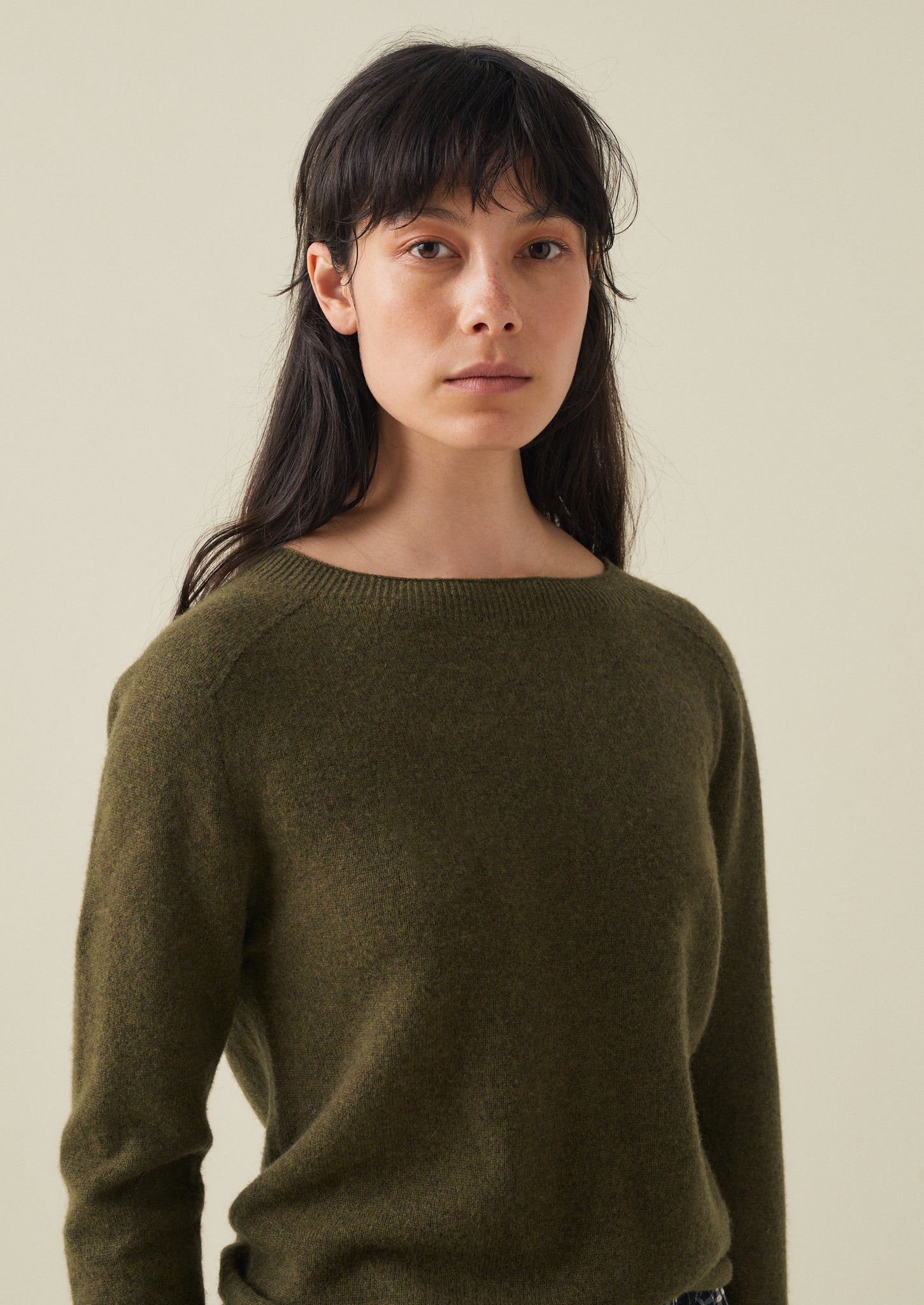 Wool Cashmere Neat Sweater | Olive