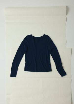 Wool Cashmere Neat Sweater | Midnight
