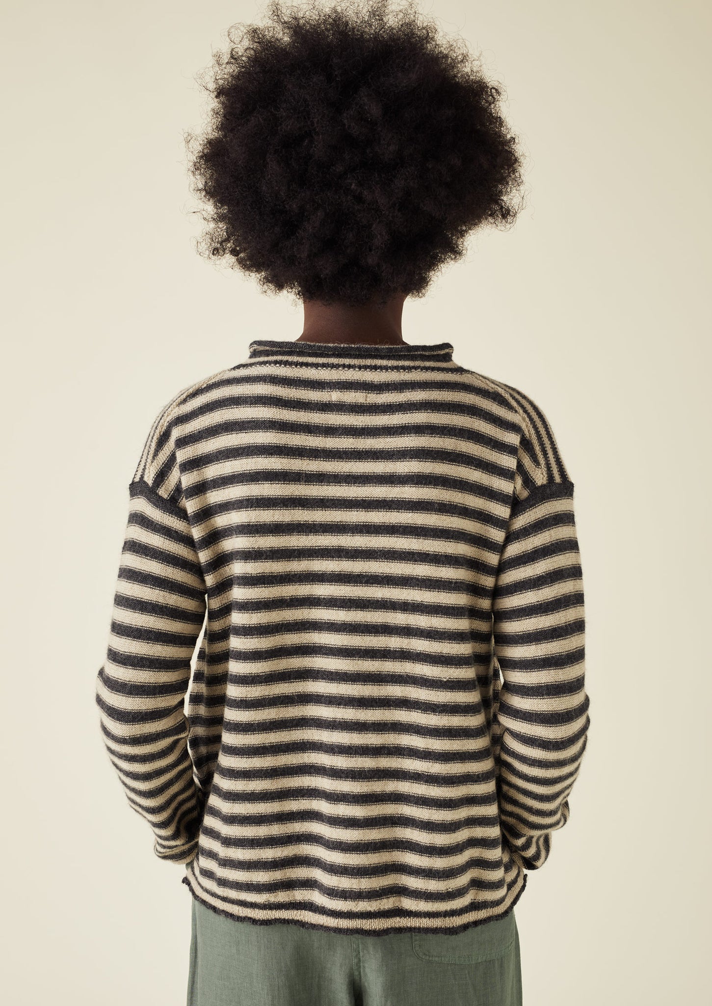 Stripe Alpaca Wool Sweater Ecru/Charcoal TOAST
