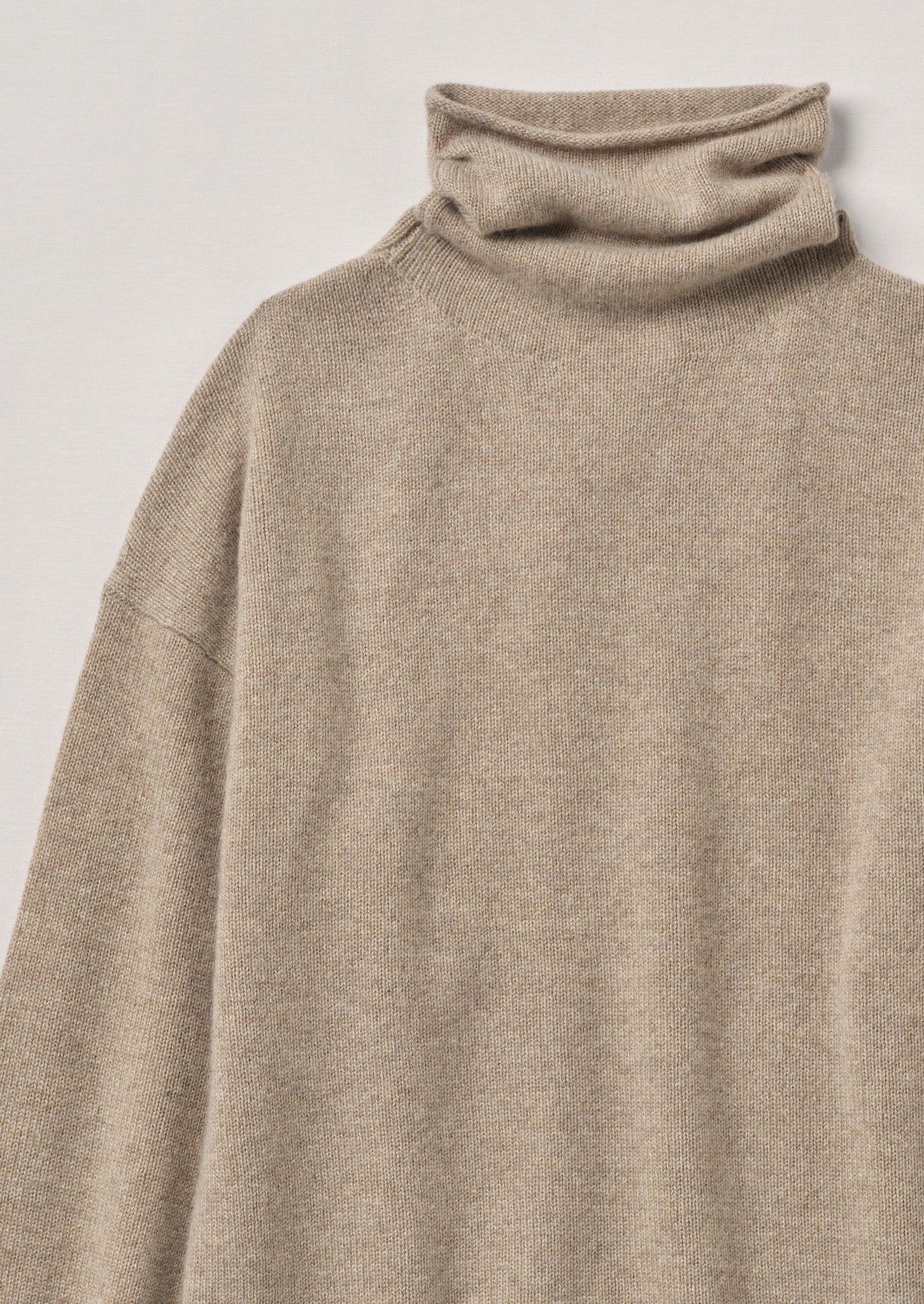 Roll Neck Wool Cashmere Sweater | Oatmeal