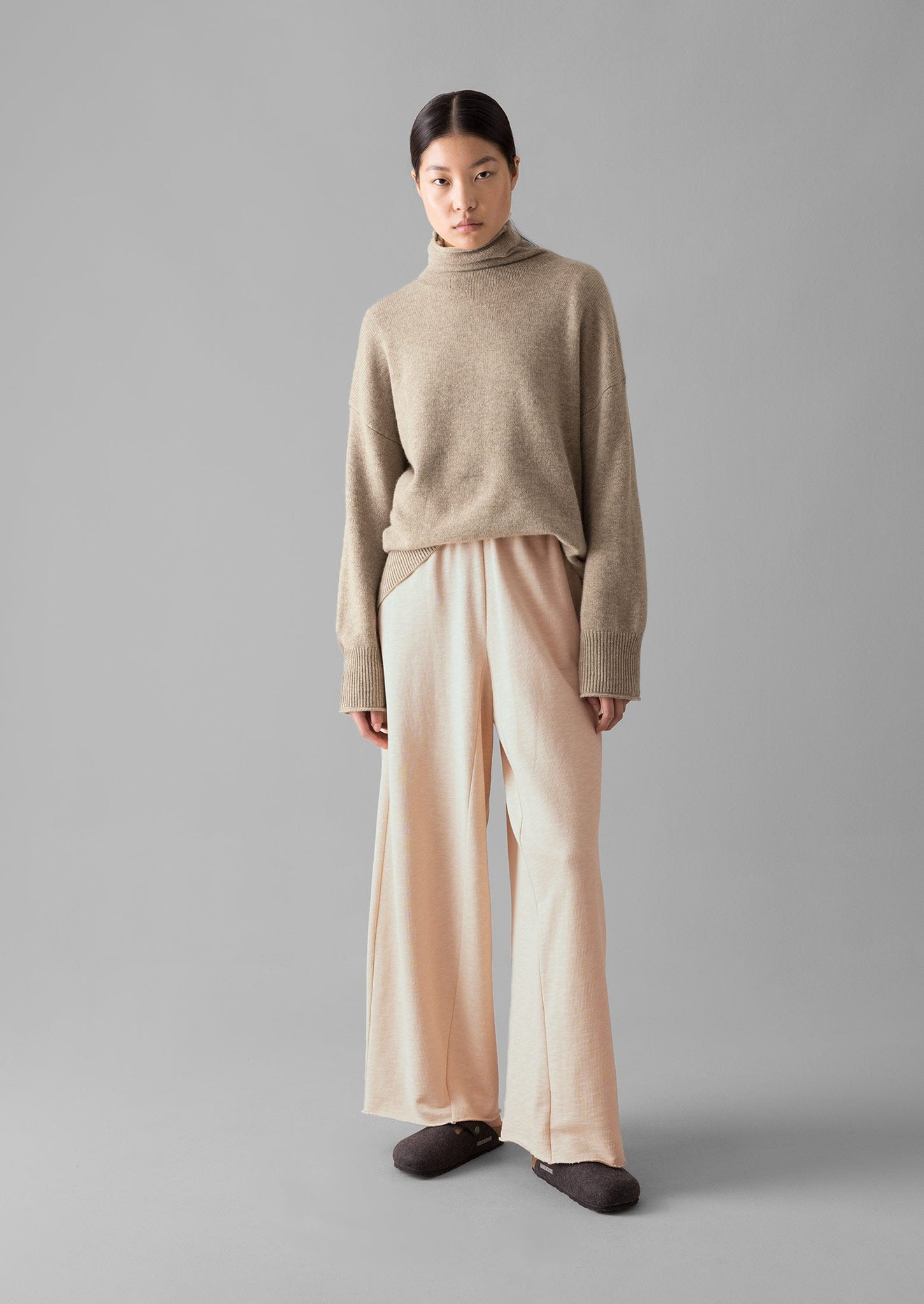 Roll Neck Wool Cashmere Sweater | Oatmeal