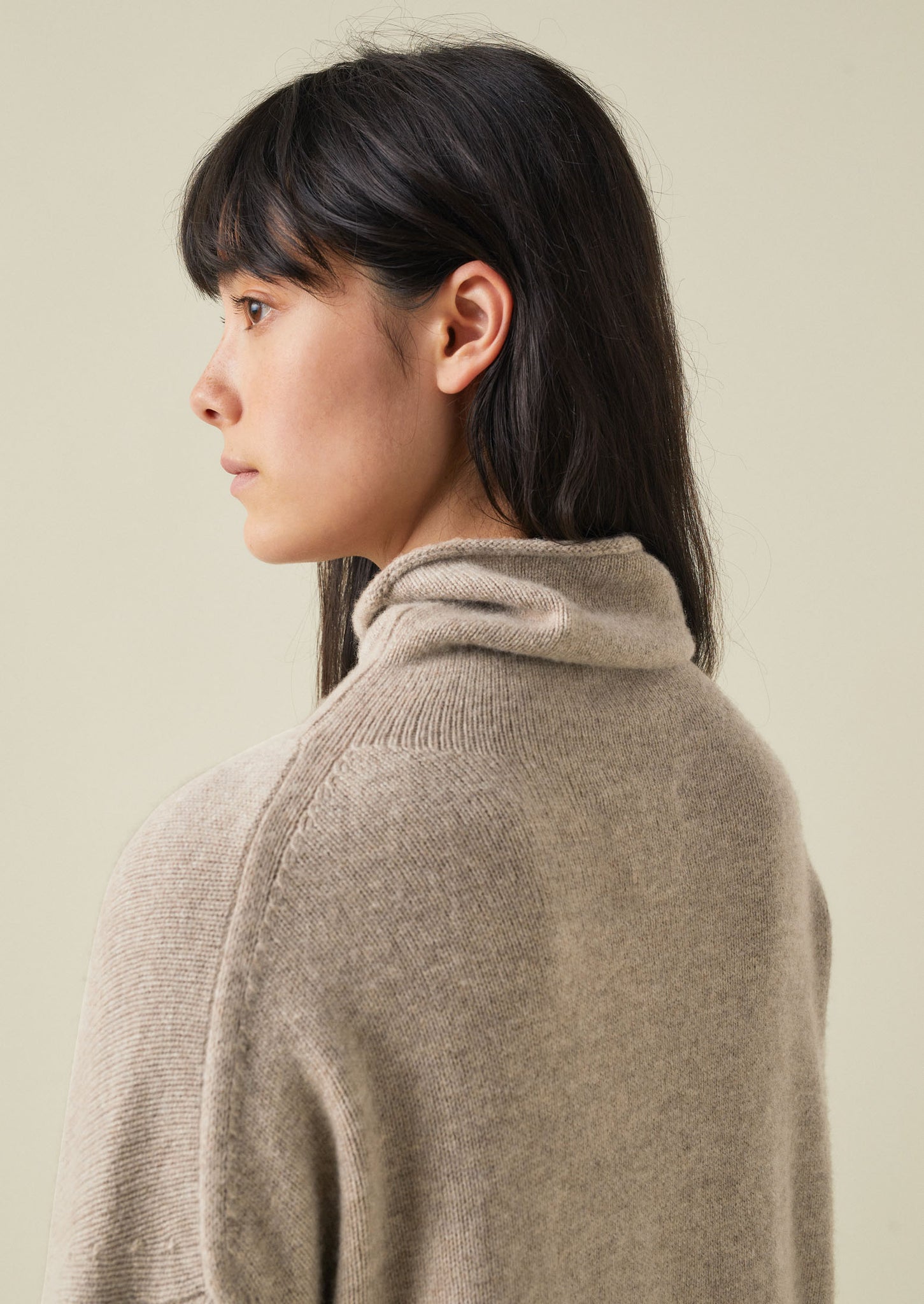 Roll Neck Wool Cashmere Sweater | Oatmeal