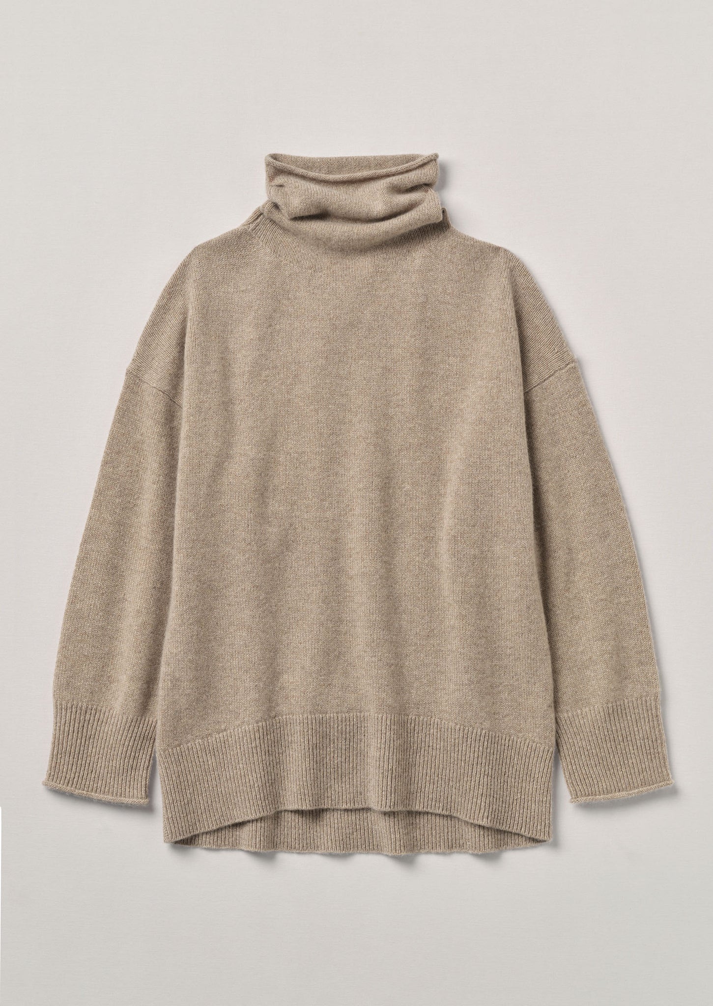 Roll Neck Wool Cashmere Sweater | Oatmeal