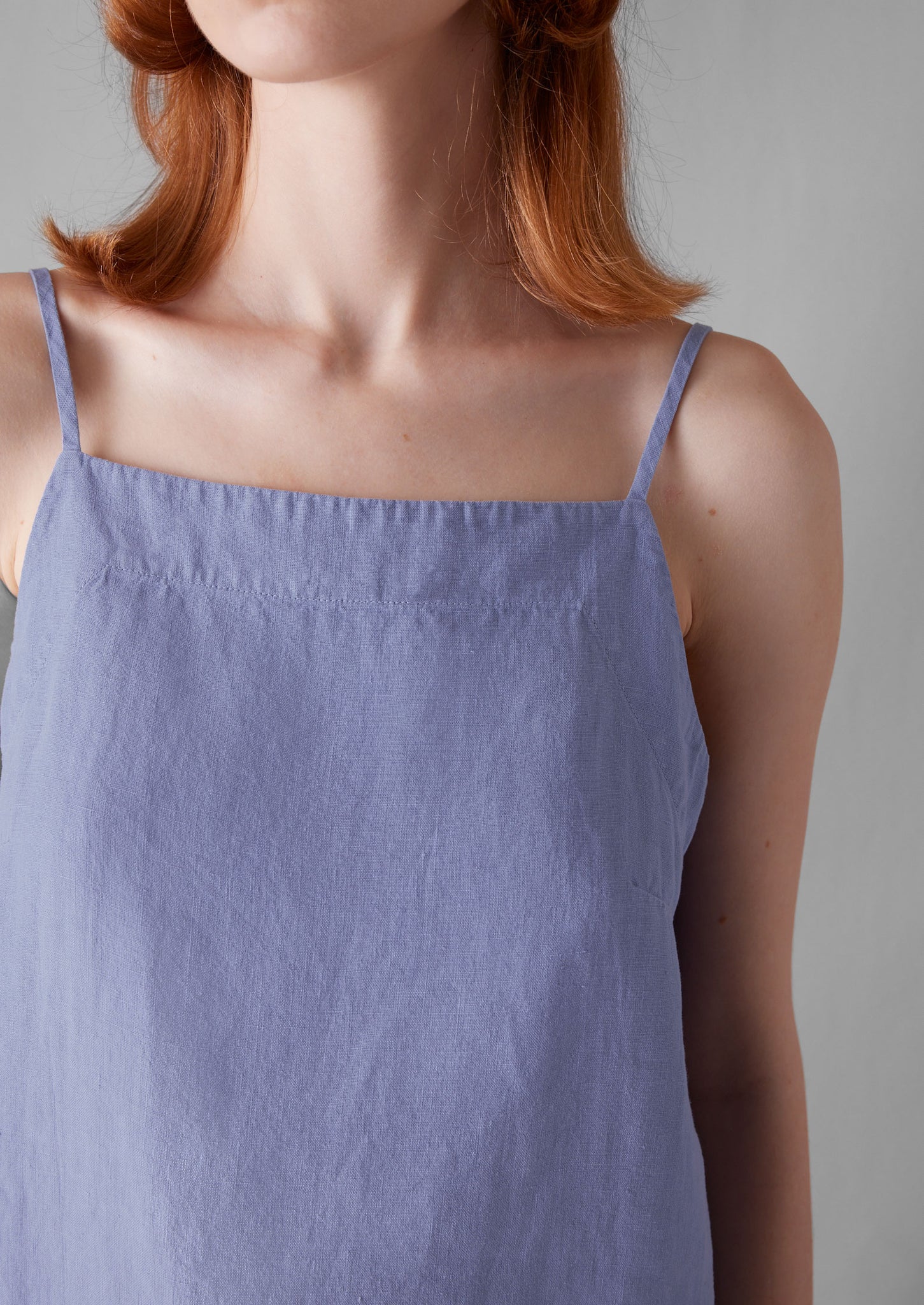 Square Neck Garment Dyed Linen Tank | Iris